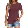 imageATHMILE Womens Tops Crewneck Short Sleeve Tees Trendy Lightweight Soft Casual Summer T Shirts 2025Wine Red