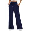 imageATHMILE Womens Wide Leg Sweatpants High Waisted Baggy Pants Fashion Teen Girl Drawstring Athletic JoggersNavy