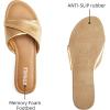 imageATHMILE Sandals Women Dressy Summer Flat Comfortable Fashion Beach Cute Ladies Slides Leather Casual Dress Womens Sandals 2025 Size 611Bright Gold