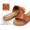 imageATHMILE Sandals Women Dressy Summer Flat Comfortable Fashion Beach Cute Ladies Slides Leather Casual Dress Womens Sandals 2025 Size 611Brown