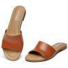 imageATHMILE Womens Sandals One Band Slipon Open Toe Flats Summer Dress Slides Sandals for Casual Party Wedding BeachBrown