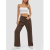 imageATHMILE Womens Sweatpants 2025 Baggy Wide Fleece Lined Straight Leg PantsBrown