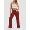 imageATHMILE Womens Sweatpants 2025 Baggy Wide Fleece Lined Straight Leg PantsWine Red