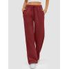 imageATHMILE Womens Sweatpants 2025 Baggy Wide Fleece Lined Straight Leg PantsWine Red