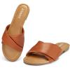 imageATHMILE Sandals Women Dressy Summer Flat Comfortable Fashion Beach Cute Ladies Slides Leather Casual Dress Womens Sandals 2025 Size 611Brown