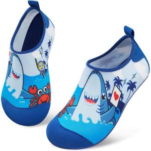 imageATHMILE Toddler Water Shoes for Kids Boys GirlsSwim Quick Dry Aqua Socks Little Kid Baby Youth Children NonSlip for Beach Pool Outdoor Sports WalkingBig Blue Shark