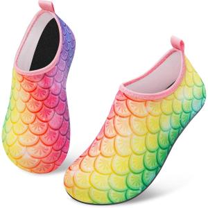 imageATHMILE Toddler Water Shoes for Kids Boys GirlsSwim Quick Dry Aqua Socks Little Kid Baby Youth Children NonSlip for Beach Pool Outdoor Sports WalkingRainbow Scales