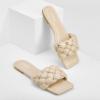 imageATHMILE Braided Womens Sandals Square Open Toe Fashion Slide Sandals Women Dressy Summer Flat Beach 2025 Size 611Beige