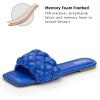 imageATHMILE Braided Womens Sandals Square Open Toe Fashion Slide Sandals Women Dressy Summer Flat Beach 2025 Size 611Blue