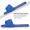 imageATHMILE Braided Womens Sandals Square Open Toe Fashion Slide Sandals Women Dressy Summer Flat Beach 2025 Size 611Blue