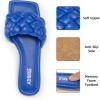 imageATHMILE Braided Womens Sandals Square Open Toe Fashion Slide Sandals Women Dressy Summer Flat Beach 2025 Size 611Blue