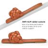 imageATHMILE Braided Womens Sandals Square Open Toe Fashion Slide Sandals Women Dressy Summer Flat Beach 2025 Size 611Brown