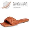 imageATHMILE Braided Womens Sandals Square Open Toe Fashion Slide Sandals Women Dressy Summer Flat Beach 2025 Size 611Brown