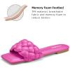 imageATHMILE Braided Womens Sandals Square Open Toe Fashion Slide Sandals Women Dressy Summer Flat Beach 2025 Size 611Hot Pink