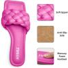 imageATHMILE Braided Womens Sandals Square Open Toe Fashion Slide Sandals Women Dressy Summer Flat Beach 2025 Size 611Hot Pink