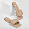 imageATHMILE Braided Womens Sandals Square Open Toe Fashion Slide Sandals Women Dressy Summer Flat Beach 2025 Size 611Nude