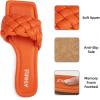 imageATHMILE Braided Womens Sandals Square Open Toe Fashion Slide Sandals Women Dressy Summer Flat Beach 2025 Size 611Orange