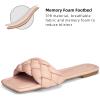 imageATHMILE Braided Womens Sandals Square Open Toe Fashion Slide Sandals Women Dressy Summer Flat Beach 2025 Size 611Pink