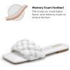 imageATHMILE Braided Womens Sandals Square Open Toe Fashion Slide Sandals Women Dressy Summer Flat Beach 2025 Size 611White