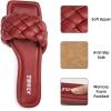 imageATHMILE Braided Womens Sandals Square Open Toe Fashion Slide Sandals Women Dressy Summer Flat Beach 2025 Size 611Winered