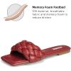 imageATHMILE Braided Womens Sandals Square Open Toe Fashion Slide Sandals Women Dressy Summer Flat Beach 2025 Size 611Winered