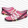 imageATHMILE Water Shoes for Women Men River Aqua Shoes Barefoot Sport QuickDry Adult Swim Shoes for Beach Lake Pool Hiking Surfing Kayaking Camping SizeWhite N Stripe Pink
