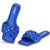imageATHMILE Braided Womens Sandals Square Open Toe Fashion Slide Sandals Women Dressy Summer Flat Beach 2025 Size 611Blue