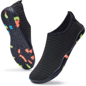 imageATHMILE Water Shoes for Women Men River Aqua Shoes Barefoot Sport QuickDry Adult Swim Shoes for Beach Lake Pool Hiking Surfing Kayaking Camping Size1black Stripe