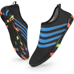 imageATHMILE Water Shoes for Women Men River Aqua Shoes Barefoot Sport QuickDry Adult Swim Shoes for Beach Lake Pool Hiking Surfing Kayaking Camping SizeBlue Bar Pinned Black