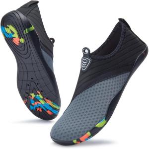 imageATHMILE Water Shoes for Women Men River Aqua Shoes Barefoot Sport QuickDry Adult Swim Shoes for Beach Lake Pool Hiking Surfing Kayaking Camping SizeBlack With Dark Grey