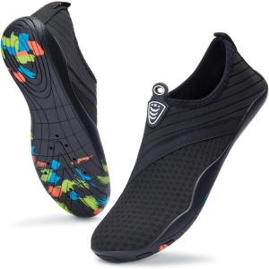 imageATHMILE Water Shoes for Women Men River Aqua Shoes Barefoot Sport QuickDry Adult Swim Shoes for Beach Lake Pool Hiking Surfing Kayaking Camping SizeBlack With Black