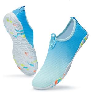 imageATHMILE Water Shoes for Women Men River Aqua Shoes Barefoot Sport QuickDry Adult Swim Shoes for Beach Lake Pool Hiking Surfing Kayaking Camping SizeGradate White Blue