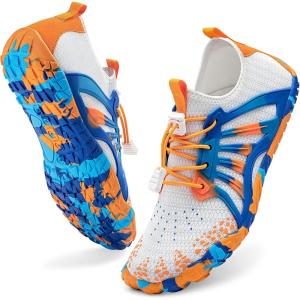 imageATHMILE Water Shoes Women Men Water Shoes Quick Dry Barefoot Shoes Slip on Beach Swim Outdoor Camp Lake Pool River Aqua ShoesA Orange Blue