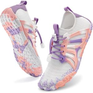 imageATHMILE Water Shoes Women Men Water Shoes Quick Dry Barefoot Shoes Slip on Beach Swim Outdoor Camp Lake Pool River Aqua ShoesA Pink Purple