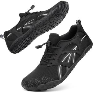 imageATHMILE Water Shoes for Women Men Wide Toe NonSlip Barefoot Aqua Beach Shoes QuickDry for Swimming Kayaking Lake Pool River Hiking Surfing Boating Fishing Diving Cruise Ship EssentialsBlack