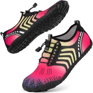 imageATHMILE Water Shoes for Women Men Wide Toe NonSlip Barefoot Aqua Beach Shoes QuickDry for Swimming Kayaking Lake Pool River Hiking Surfing Boating Fishing Diving Cruise Ship EssentialsRose