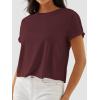 imageATHMILE Womens Tops Summer Casual Basic Short Sleeve Crewneck Crop Tops 2024 TShirts