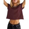 imageATHMILE Womens Tops Summer Casual Basic Short Sleeve Crewneck Crop Tops 2024 TShirts