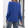 imageATHMILE Womens Long Sleeve Shirts Crew Neck Tops Pleated Business Casual Blouses with Smocked Cuffs Trendy TShirtsBlue