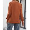 imageATHMILE Womens Long Sleeve Shirts Crew Neck Tops Pleated Business Casual Blouses with Smocked Cuffs Trendy TShirtsMaple