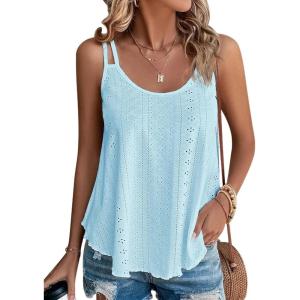 imageATHMILE Womens Tank Tops Sleeveless Summer Top Spaghetti Strap Spring Shirt Loose Fit Beach Vacation 2025 CasualBlue