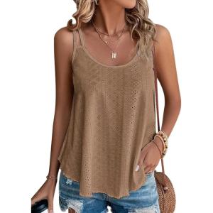 imageATHMILE Womens Tank Tops Sleeveless Summer Top Spaghetti Strap Spring Shirt Loose Fit Beach Vacation 2025 CasualBrown