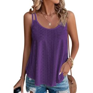 imageATHMILE Womens Tank Tops Sleeveless Summer Top Spaghetti Strap Spring Shirt Loose Fit Beach Vacation 2025 CasualDark Purple