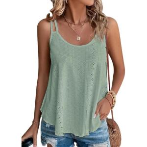 imageATHMILE Womens Tank Tops Sleeveless Summer Top Spaghetti Strap Spring Shirt Loose Fit Beach Vacation 2025 CasualGreen