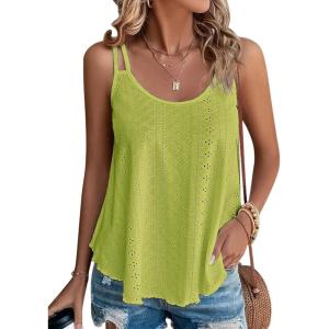 imageATHMILE Womens Tank Tops Sleeveless Summer Top Spaghetti Strap Spring Shirt Loose Fit Beach Vacation 2025 CasualLime Green