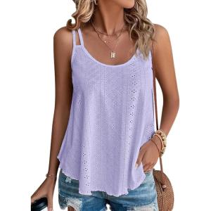 imageATHMILE Womens Tank Tops Sleeveless Summer Top Spaghetti Strap Spring Shirt Loose Fit Beach Vacation 2025 CasualPurple