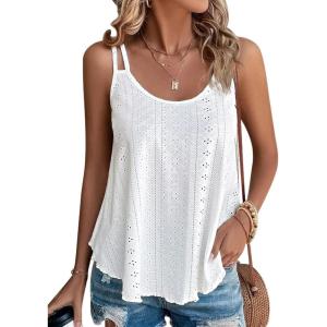 imageATHMILE Womens Tank Tops Sleeveless Summer Top Spaghetti Strap Spring Shirt Loose Fit Beach Vacation 2025 CasualWhite