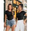 imageATHMILE Womens Round Neck Short Sleeve T Shirts Basic BodysuitsBlack