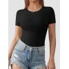imageATHMILE Womens Round Neck Short Sleeve T Shirts Basic BodysuitsBlack