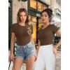 imageATHMILE Womens Round Neck Short Sleeve T Shirts Basic BodysuitsCoffee